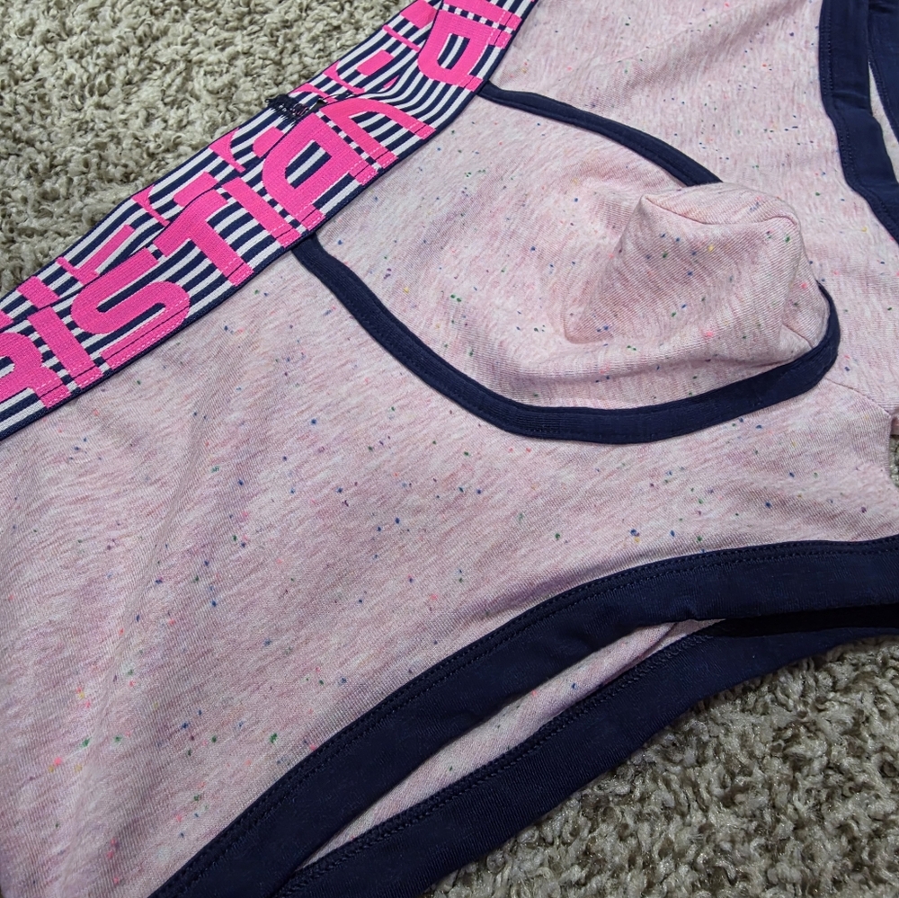 Andrew Christian Speckled Pink Boxer Briefs with Navy Accents